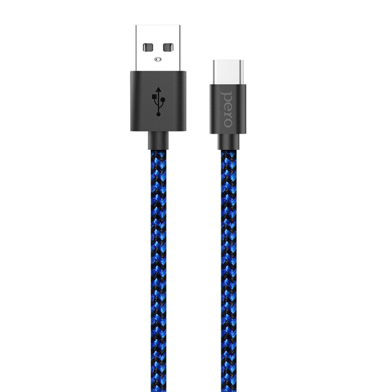 Кабель USB PERO DC-04 Type-C, 3А, 1м, Blue-black (Fast Charge) Pero 1598874 4603768350088