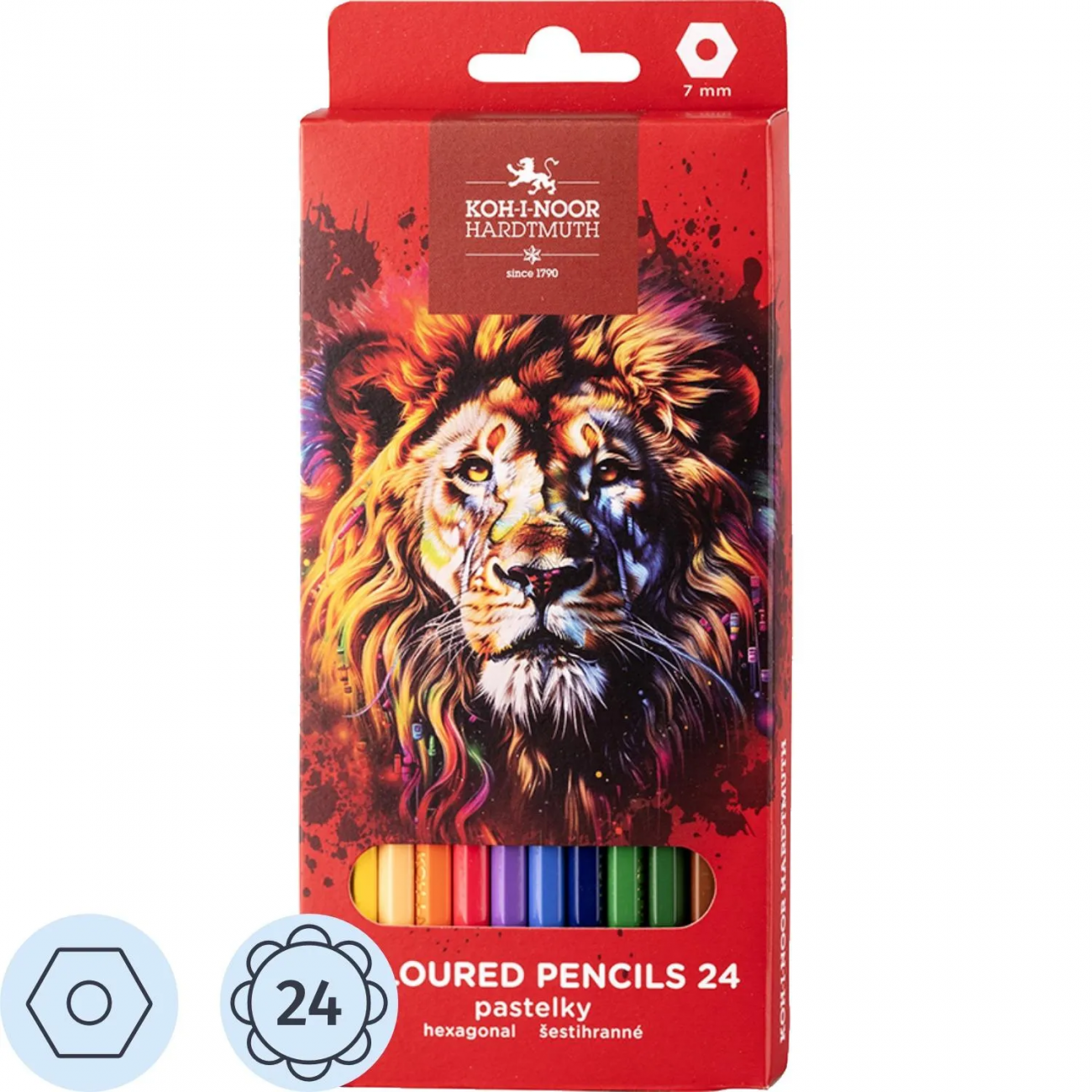 Карандаши цветные RED LION 3554, 24цв\уп, картон.упак. с подвесом Koh-i-Noor 2080926