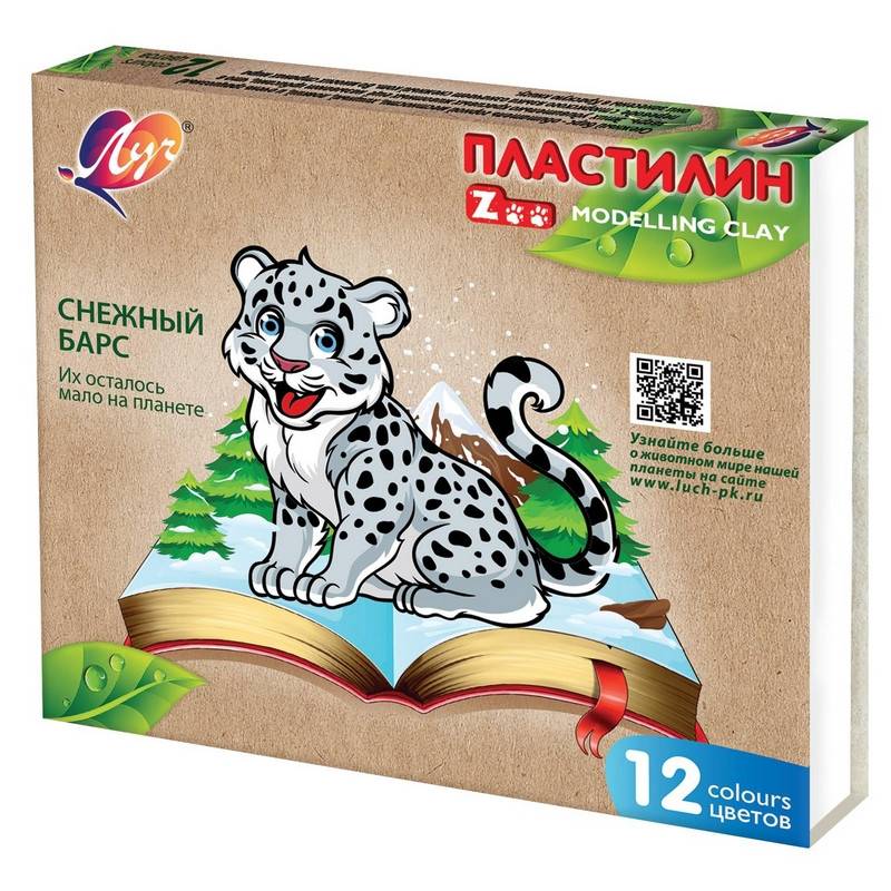 Пластилин классический Луч Zoo 12 цветов 180 г 1201866