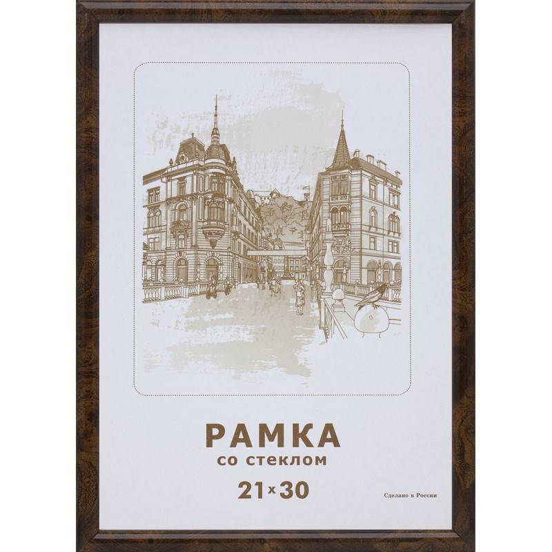 Рамка Зебра А4 21x30 см пластиковый багет 14 мм темный орех 670646