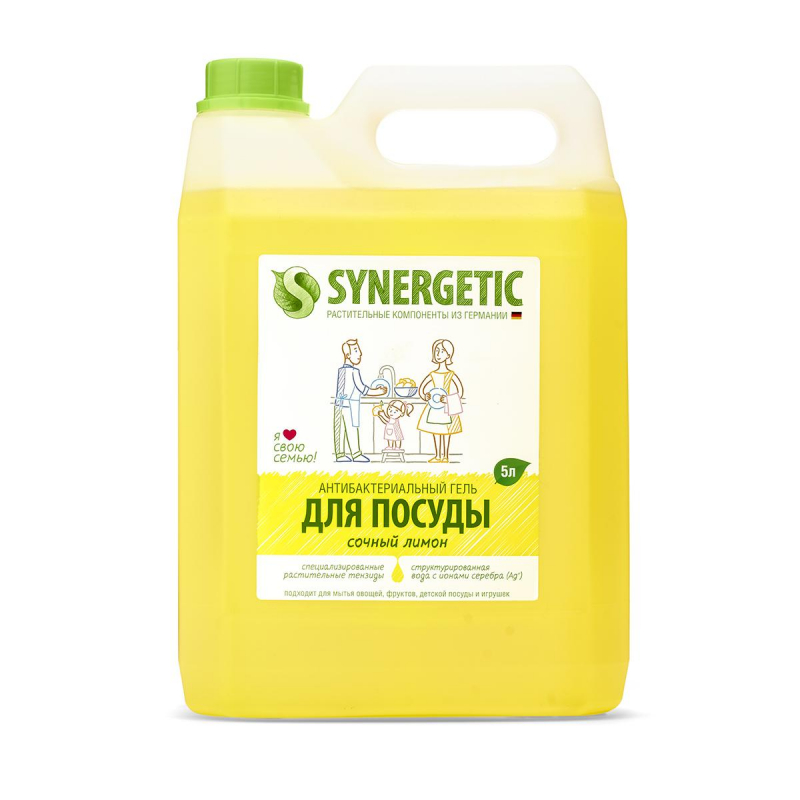 Ср-во д/мытья посуды Synergetic Антибактериальное, Лимон 5л 1308480 103500