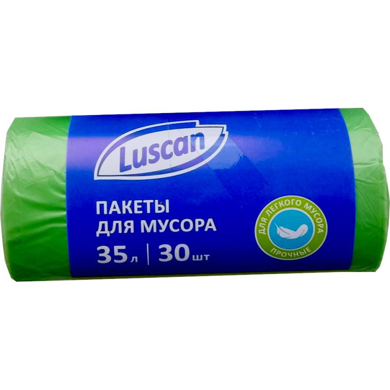 Мешки для мусора ПНД 35л 8мкм 30шт/рул зеленый 48х58см Luscan 1694342