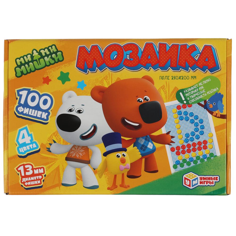 Мозаика пластиковая Ми-Ми-Мишки, 100 фишек,4 цвета, поле 28х20 см. УМка 4680107915122