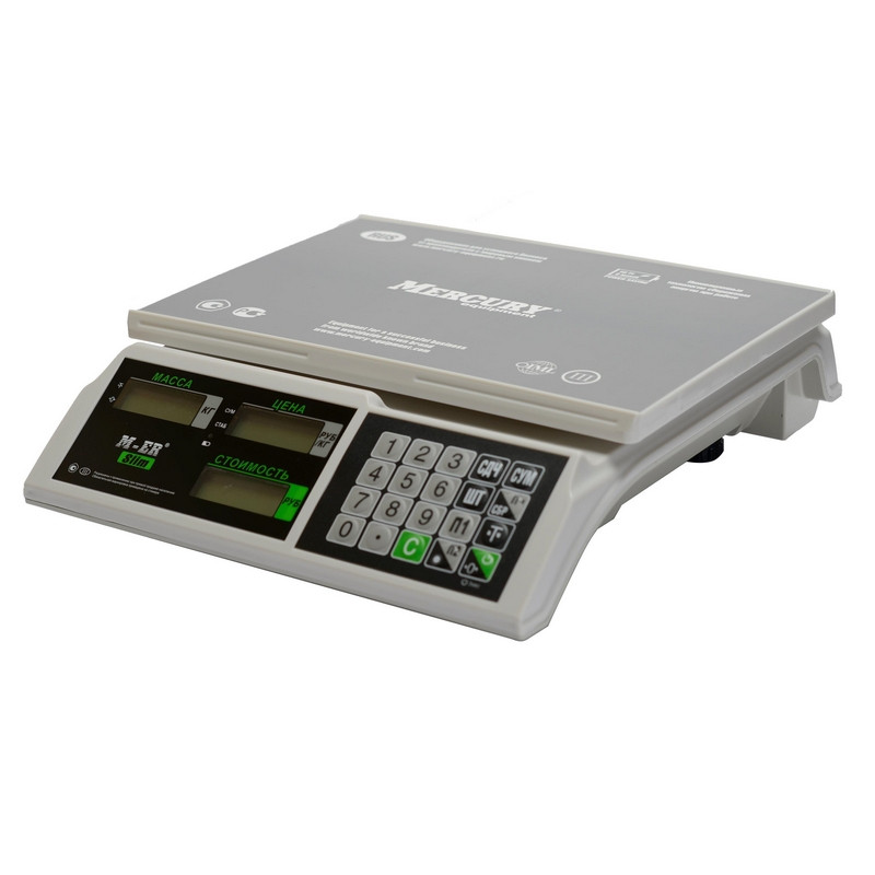 Весы торг. настол. M-ER 326AC-32.5 Slim, LCD, белые_3041 Mertech 1034129