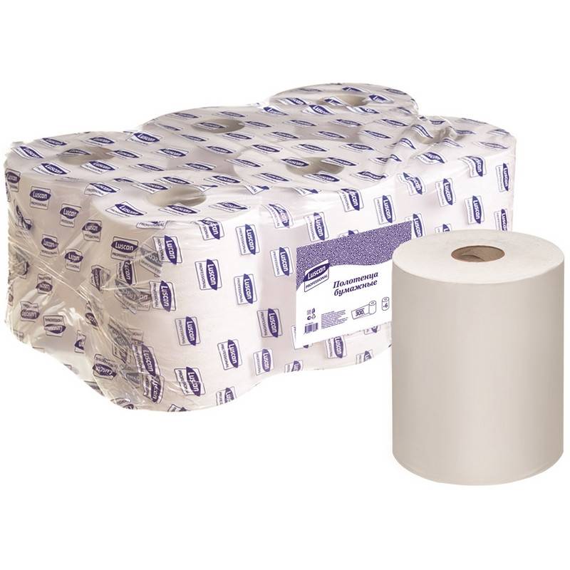 Полотенца бумажные д/дисп. Luscan Professional 1сл300м 6рул/уп 486353