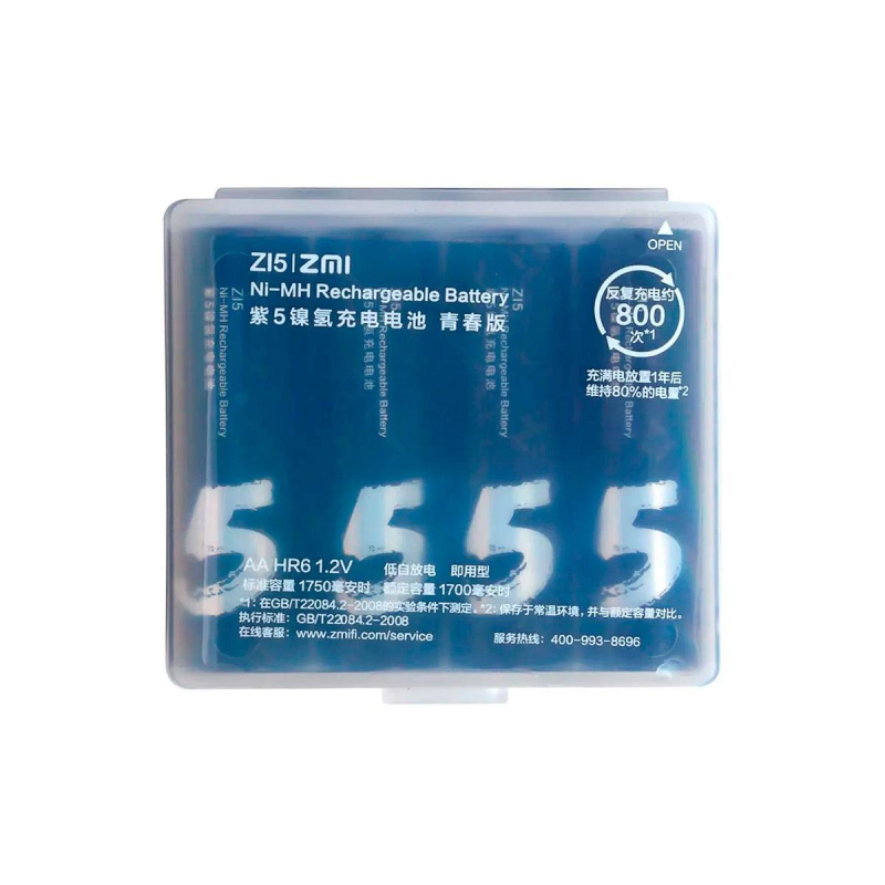 Аккумулятор Xiaomi ZMI AA 1700 mAh (уп.4 шт в пл. чехле) (AA 512) 1644152 AA512 Black