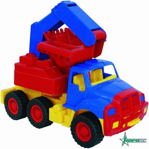 Экскаватор "Мишка", игрушка пластмассовая 44,5 см Нордпласт Н-100