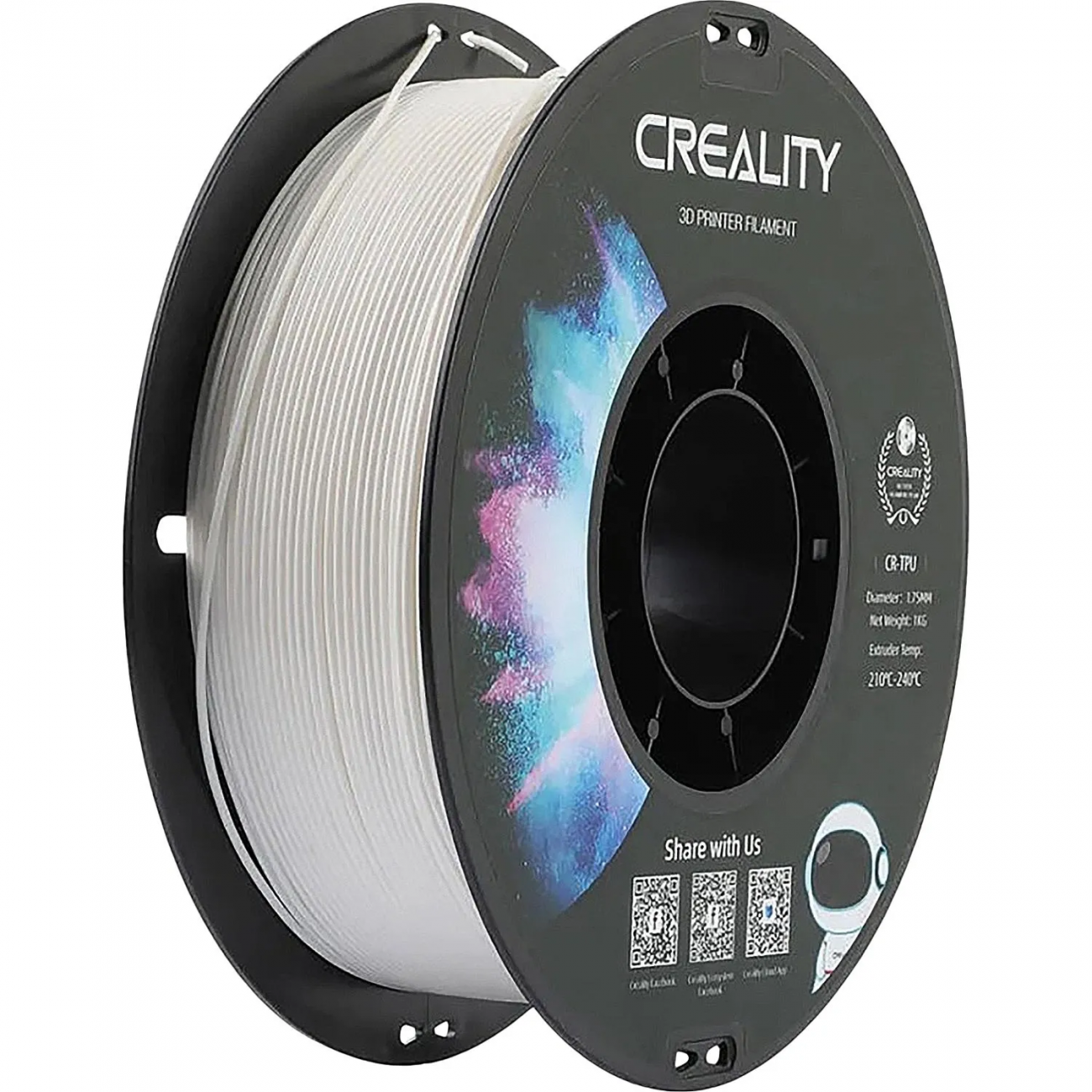 Катушка CR-TPU-пластика 1.75 мм 1кг. белая (3301040033) Creality3D 2076422