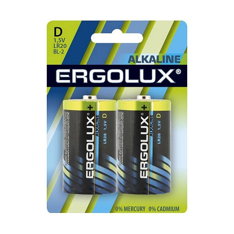 Батарейка Ergolux Alkaline 2шт/бл (LR20 BL-2, 1.5В) (11752) 1840411