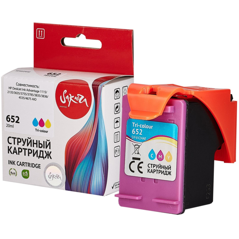 Картридж струйный Sakura №652 (F6V24AE) цв.для HP 2135/3635/4535/5075/5275 1712984