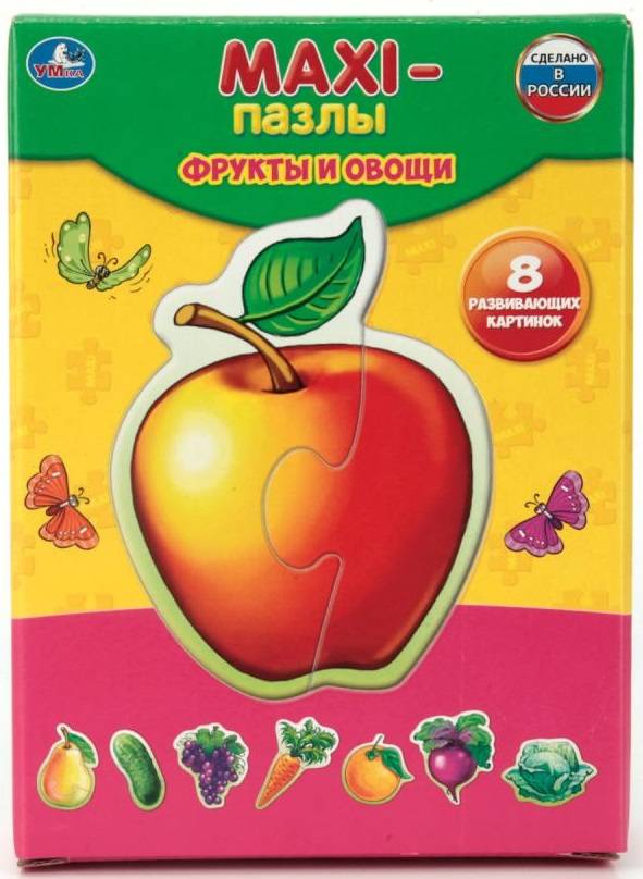 Макси-Пазлы "Умные игры" "Фрукты и овощи" 8 развивающих картинок Умка 4690590110058