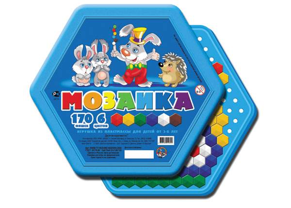 Мозаика детская шестигранная, 170 деталей, 6 цветов Десятое Королевство 00958ДК