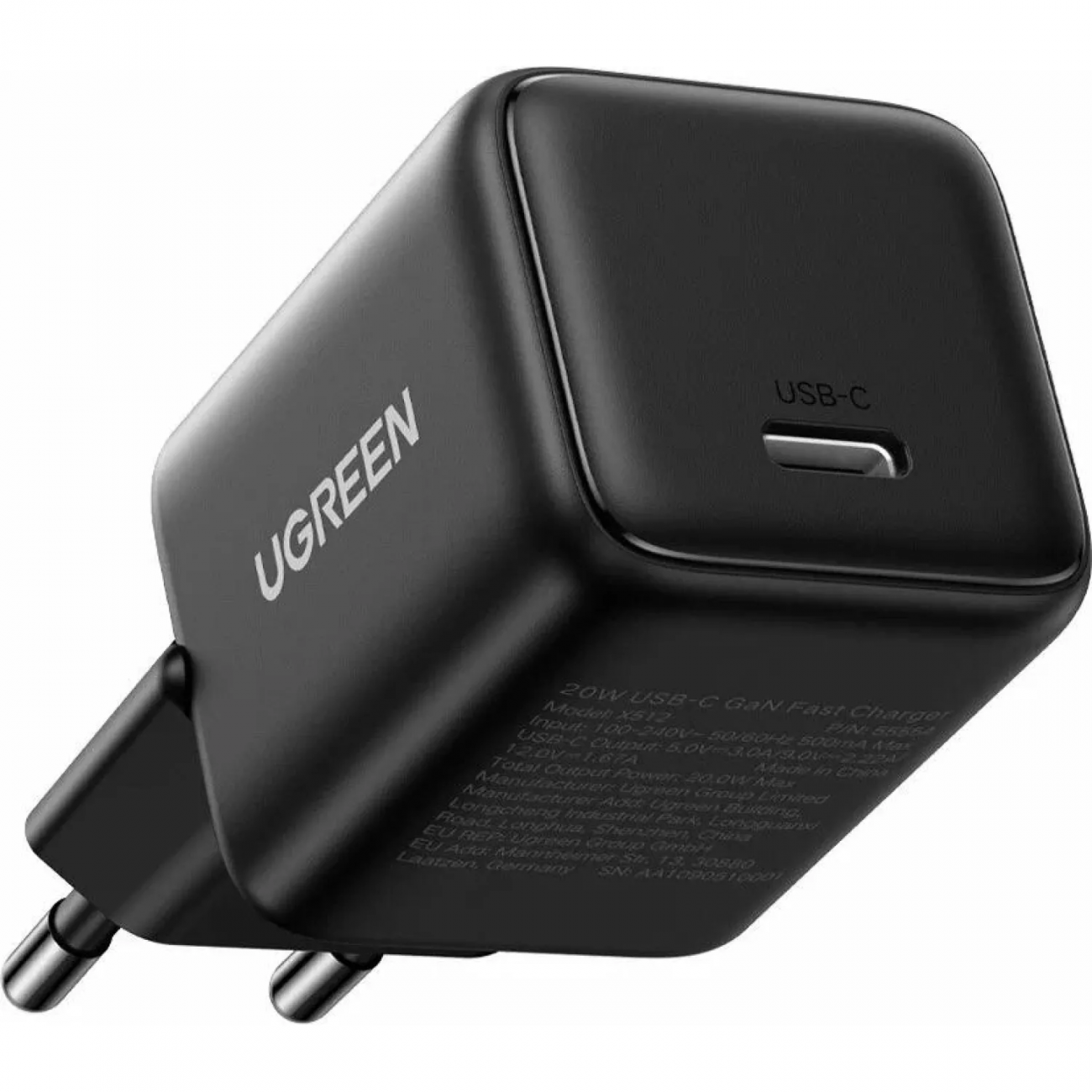 Зарядное уст-во UGREEN X512 (55553) Mini 20W USB-C GaN EU черн 2263557