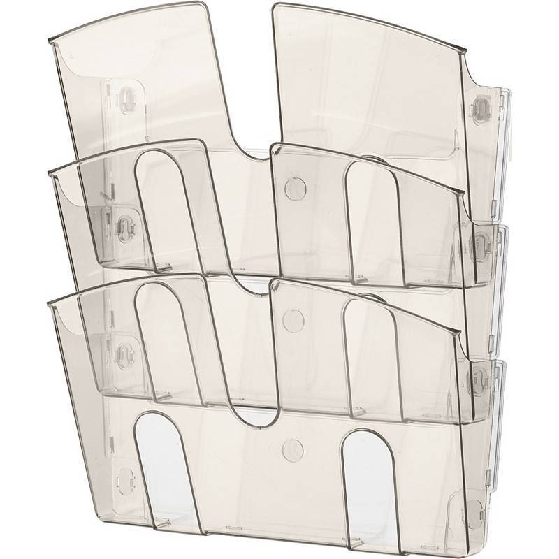Лоток настенный A4 горизонтальный (310x430 мм) из акрила 3 отделения Attache 87671