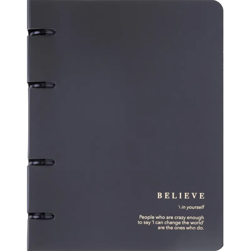 Тетрадь общая, BS, А5, 120л. клетка, кольца, Believe, черный N4761 Be Smart 2054582