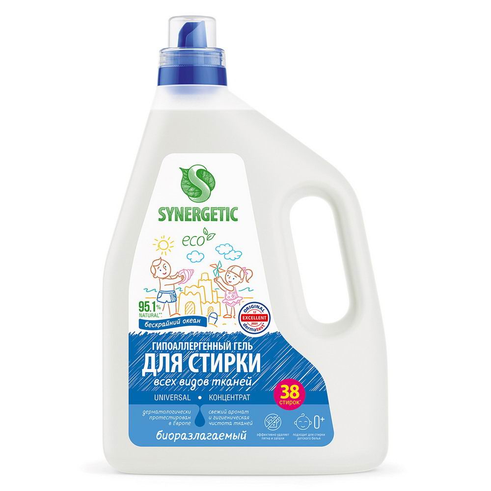 Гель для стирки SYNERGETIC UNIVERSAL Бескрайний океан, 2,28 л (38 стирок) 4607971458364