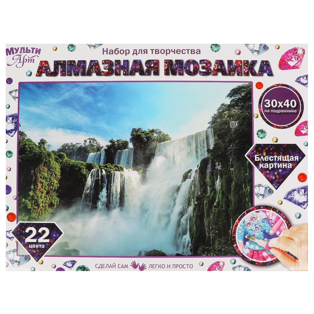 Алмазная мозаика 30х40 см. Водопад МУЛЬТИ АРТ AM30X40-VODOPAD