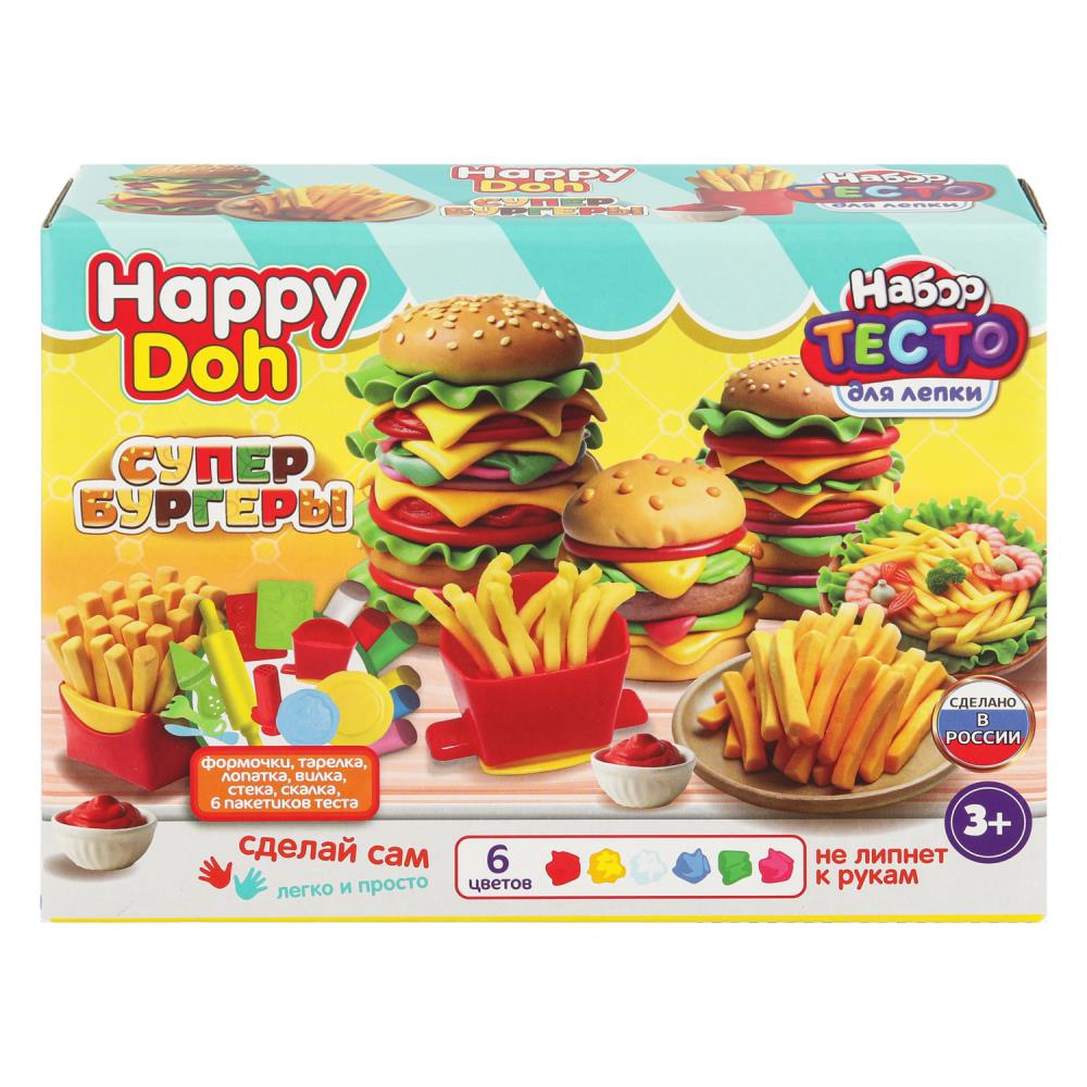 Набор для лепки с формочками Бургер и картошка, 24 см, Happy Doh HAPPY DOH PDSET-124781