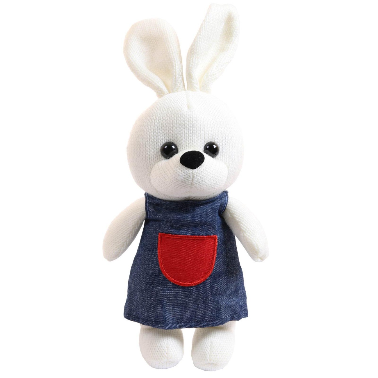 Мягкая игрушка Abtoys Knitted. Зайка девочка вязаная, 22см в джинсовом платьице M4910