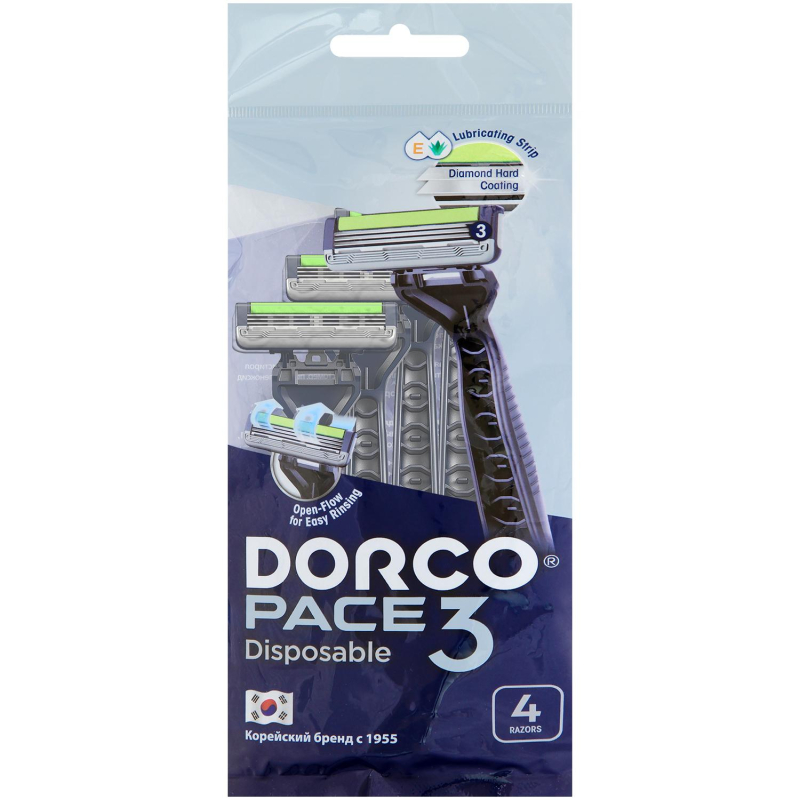 Бритва однораз. Dorco PACE3 3 лезв увл полос 4шт/уп TRС 200BL-4P 1546548
