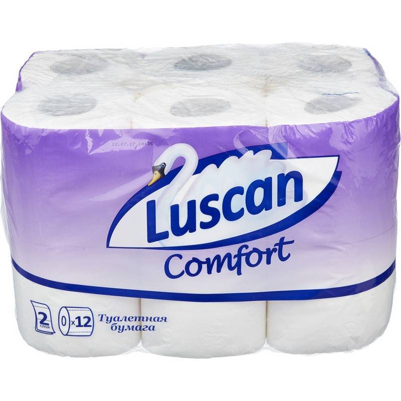 Бумага туалетная Luscan Comfort 2-слойная белая (12 рулонов в уп) 671744