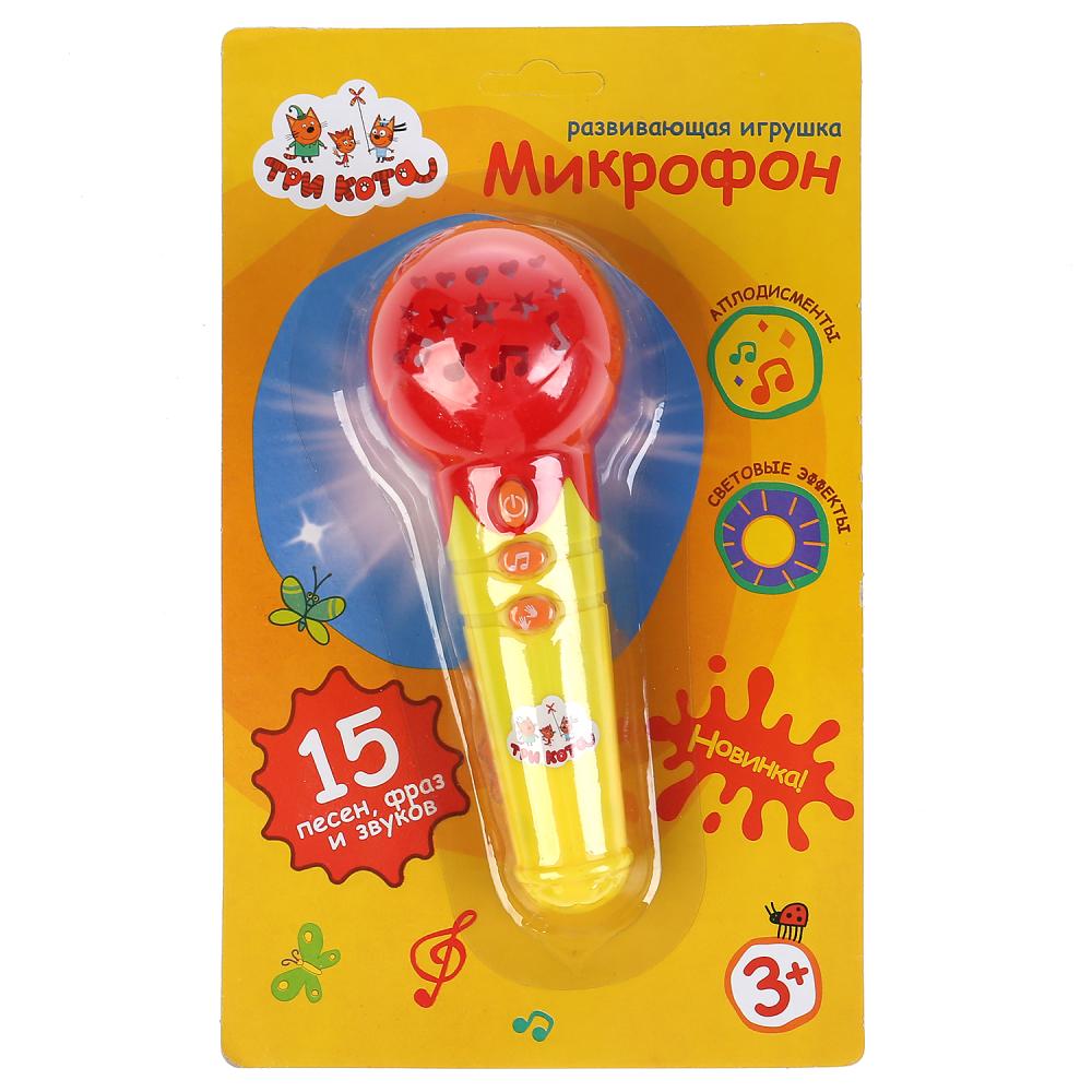 Микрофон Три Кота 15 песен, фраз и звуков, апплодисменты, свет УМка 1902M023-R3