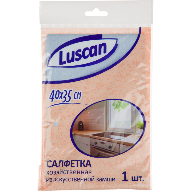 Салфетка хозяйственная Luscan искусст замша 250г/м2 40х35см 1604414 4035X250X1FS