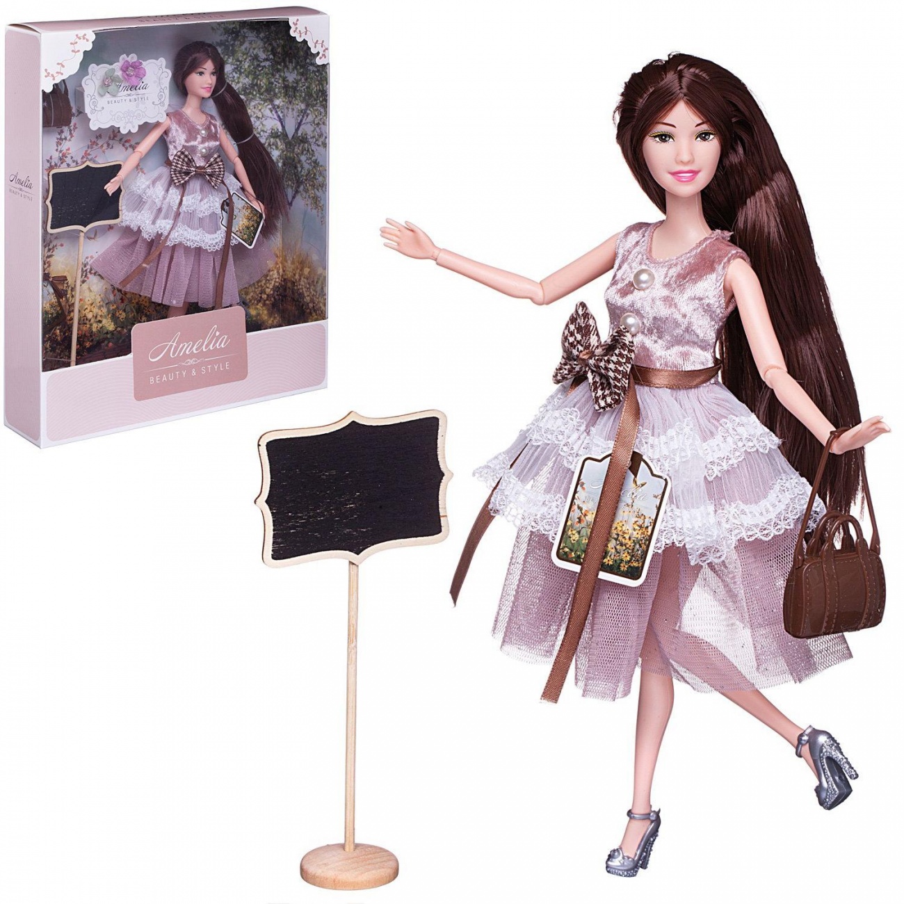 Кукла ABtoys Amelia. Летний вечер в платье без рукавов, темные волосы 30см PT-01633
