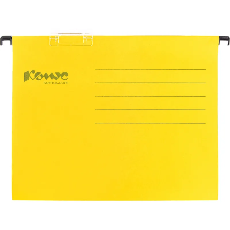 Папка подвесная регистратура Комус желтая Foolscap, 25 шт 162435