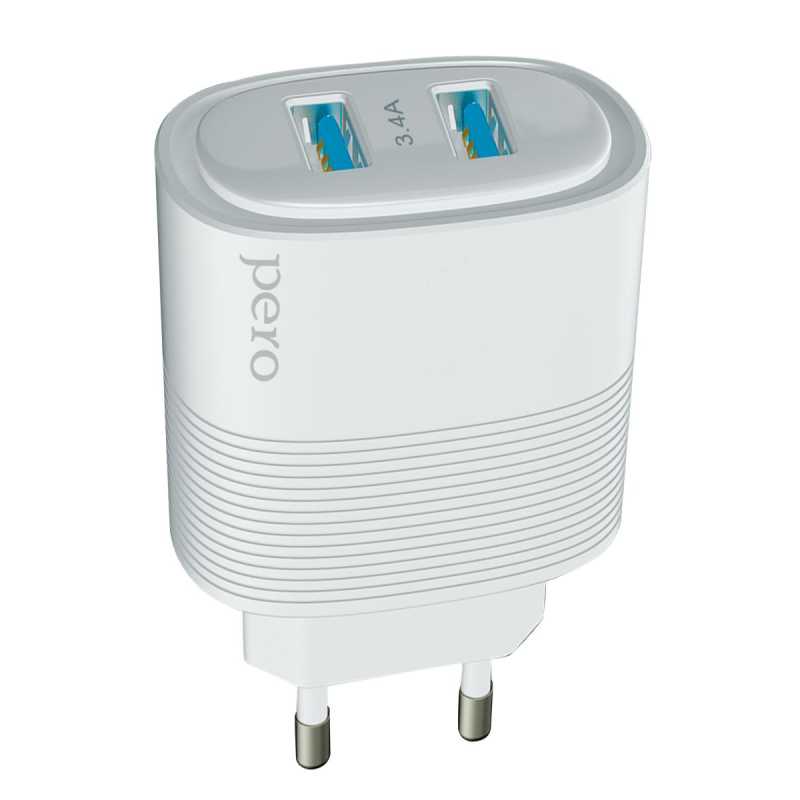 З/у сетевое PERO TC08 AUTO MAX 2USB 3.4А белый Pero 1598912 4603768350859