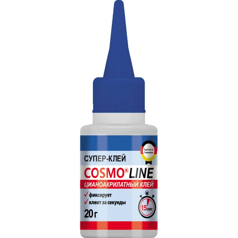 Клей цианоакрилатный секундный COSMO LINE 20гр CA-500.390-(20) 2189666