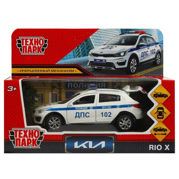 Машина Технопарк KIA RIO X ПОЛИЦИЯ длина 12 см., металл инерционная XLINE-12POL-WH