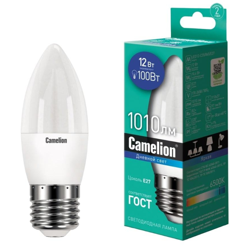 Лампа светодиод Camelion LED12-C35/865/E27 12Вт 220В 1681746 13692