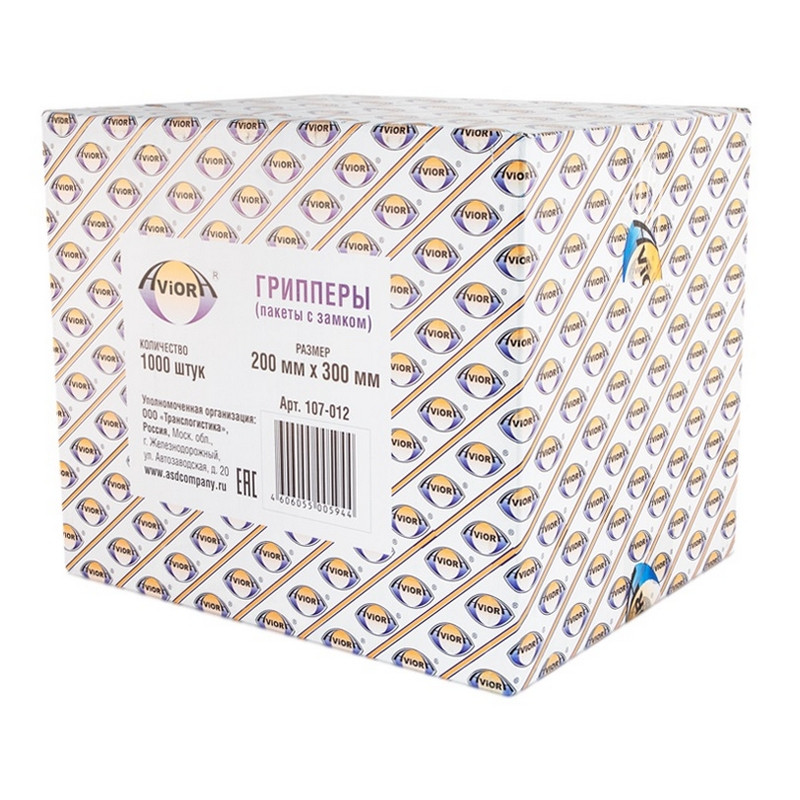 Пакет с замком (Zip Lock) 20x30 см., 35мкм, 1000 шт/ уп Aviora 1107783 107-012