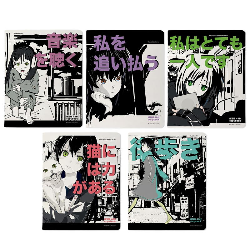 Тетрадь общ. А5,48л,клетка,скреп,MANGA ANIME.CITY,5шт/уп,7-48-1245/5 Bruno Visconti 1734787