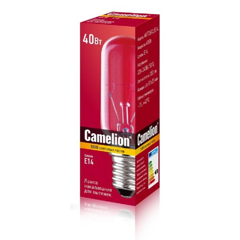 Лампа накаливания Camelion MIC 40/T25/CL/E14 40Вт Е14 д/вытяжек (12984) 1505608