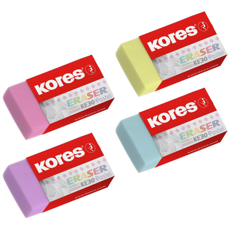 Ластик Kores 40x21x10мм 3 шт/уп, пастельный KE-30, блистер 40315 1536758