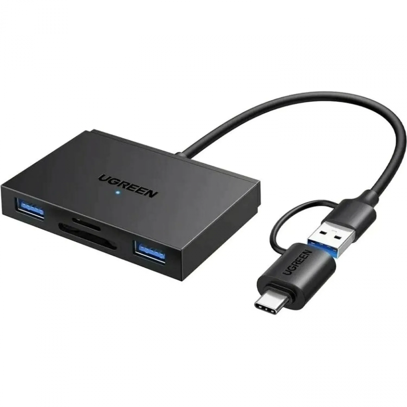 Картридер UGREEN CM812 (45167) 4-in-1 MicroSDxUSBxUSB-CxSDXCxSDHC черный 2421329 45167_