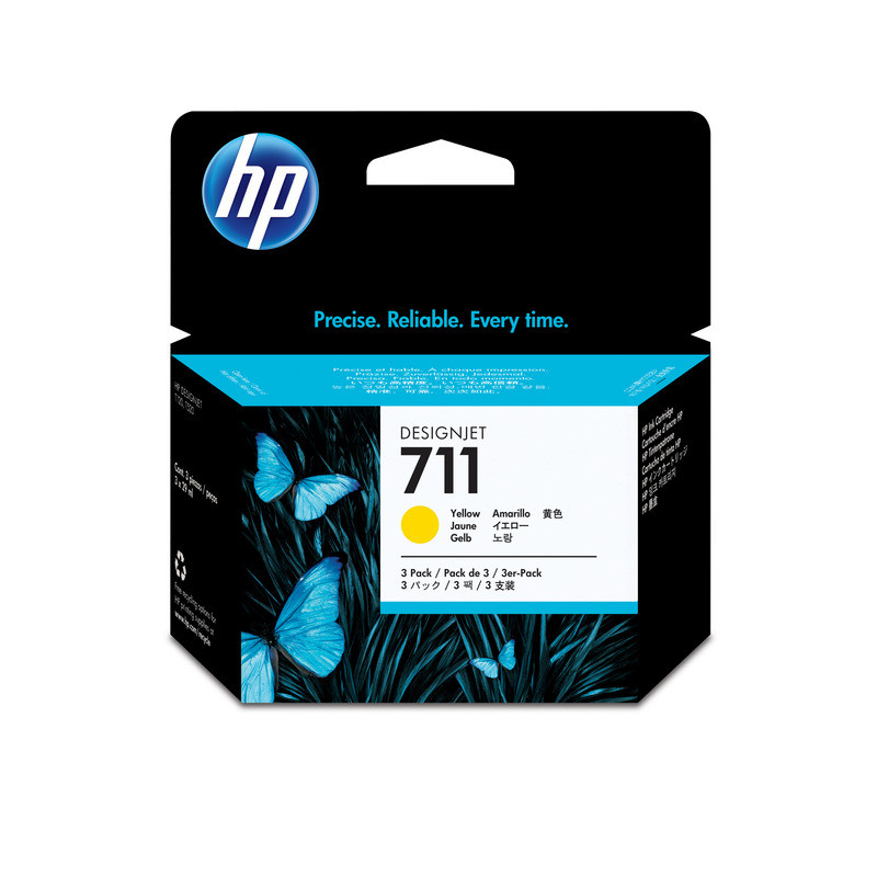 Картридж струйный HP 711 CZ136A жел. для DgnJ T120/520 (3шт/уп) 316332
