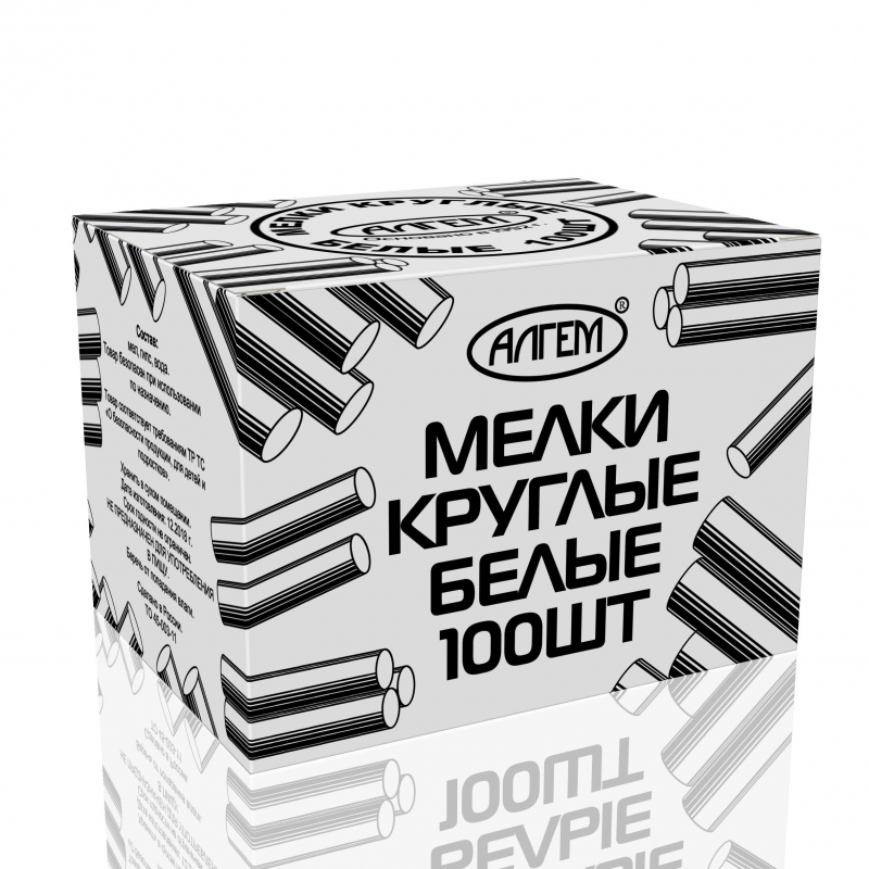 Мел школьный Алгем 100 шт белый круглый, МКБ 100 1349668