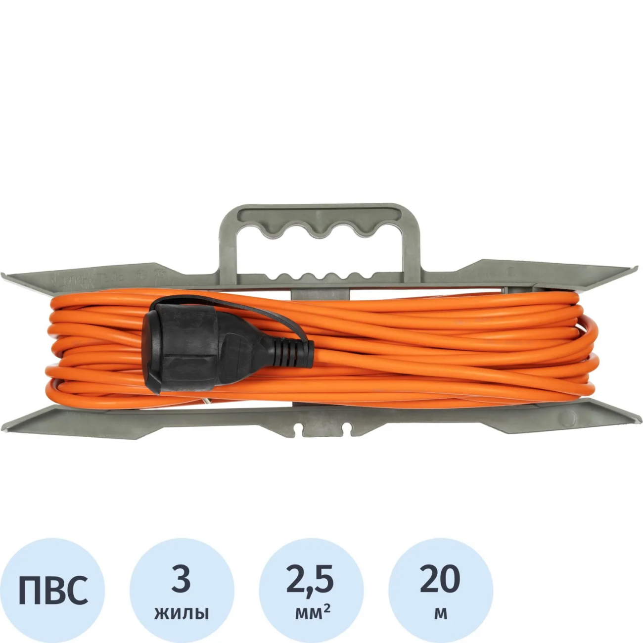 Удлинитель Topfort ПВС 3х2,5кв.мм 20м на рамке 1 гнездо, с/з,с/заг.IP44 2267265 TEH303-192