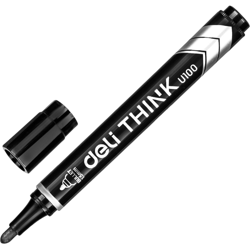 Маркер перманентный Think, круглый наконечник, тол лин 1,5 мм, черный Deli 1407976