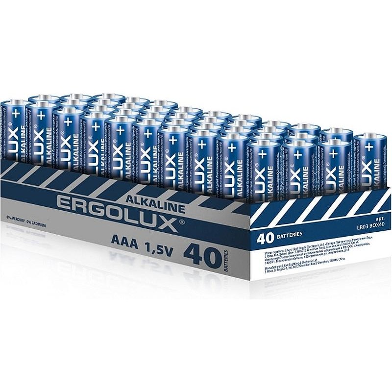 Батарейка Ergolux Alkaline BOX40 LR03  (ПРОМО, LR03 BOX40, 1.5В) 40шт/уп 1883037 14672