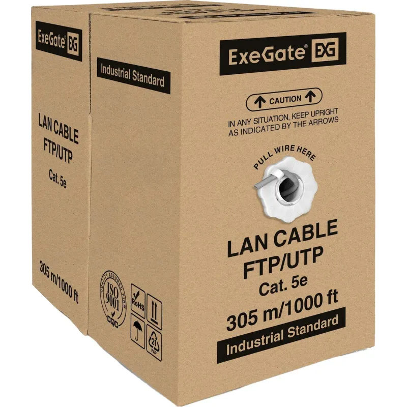 Кабель ExeGate UTP4-C5e-CU-S25-IN-PVC-GY-305-FLUKE UTP 2047362 EX281815RUS