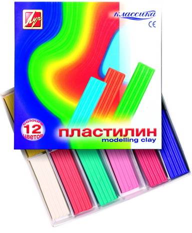 Пластилин "Классика" Детство 12 цветов, стек, 240 г ЛУЧ 7С331-08