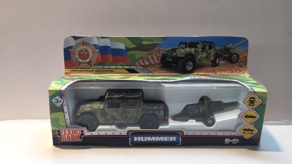 Машина металлическая Хаммер h1 вс Пикап, 11 см. +пушка Технопарк SB-18-09-H1+CANNON-WB (24)