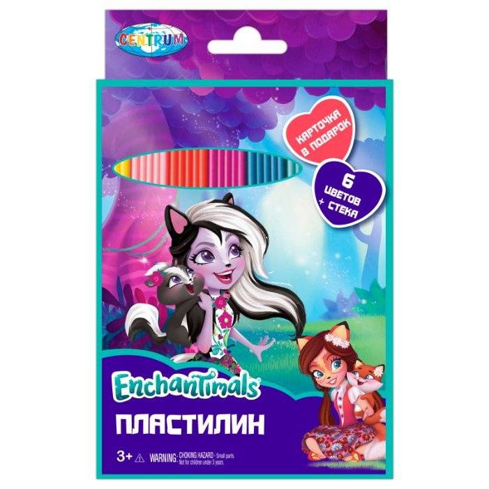 Пластилин "Enchantimals" 6 цветов, 120 г, стек, картинка Centrum 88615