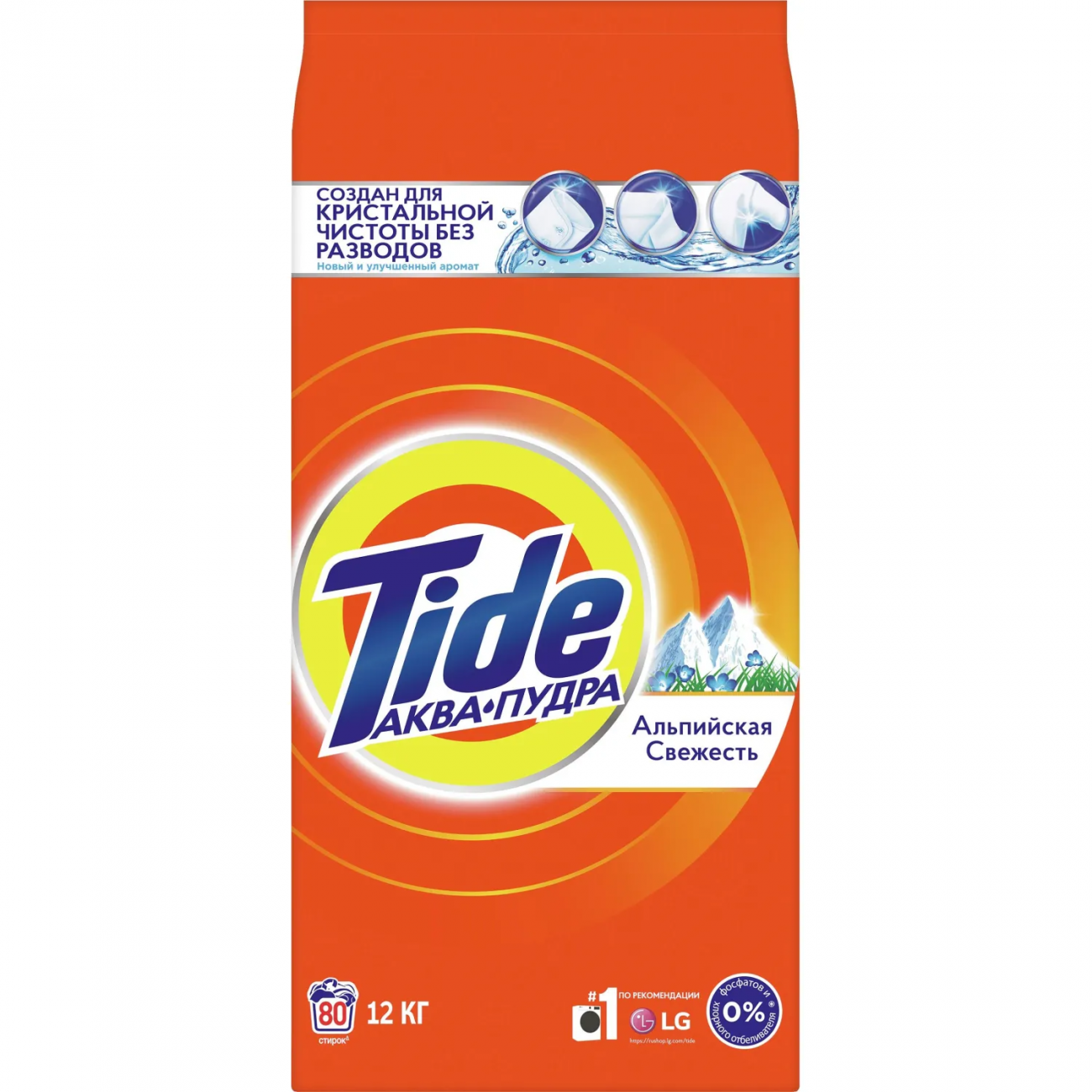 Порошок стиральный Tide Альпийская свежесть Автомат 80 стирок 12кг 2396833