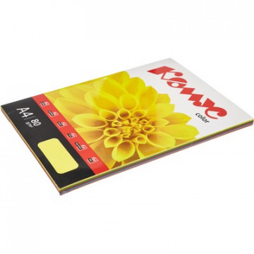 Бумага цветная Комус Color (микс интенсив 5цв: л,к,ш,з,г)80г,А4,100 л 658908