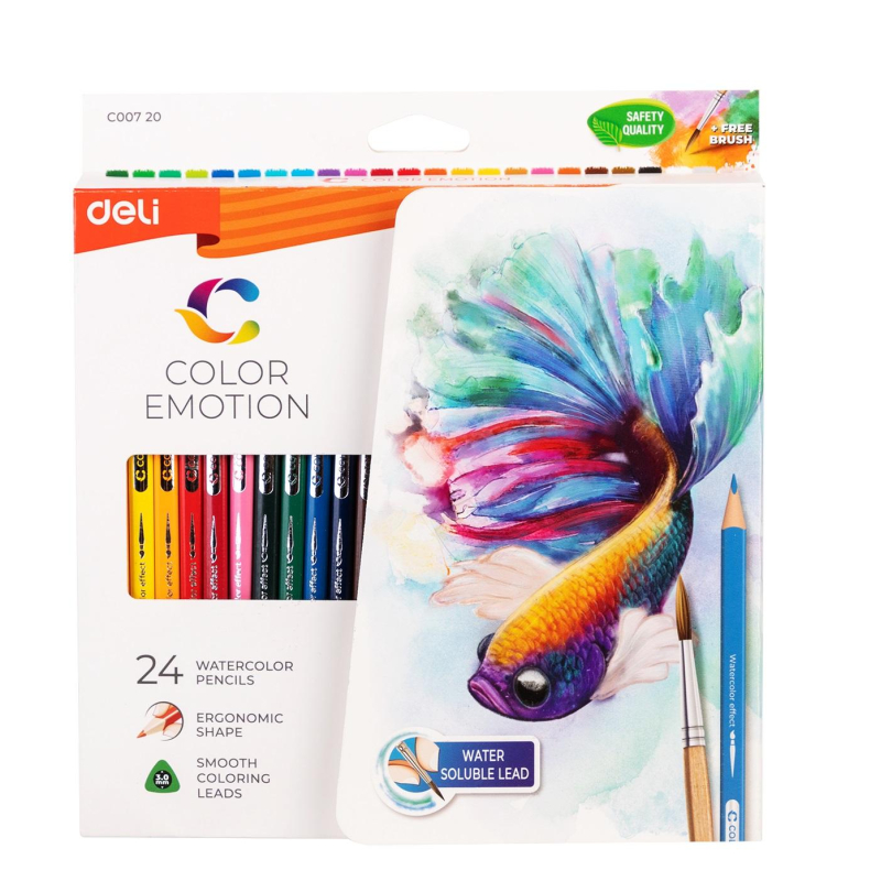 Карандаши акварельные Deli Color Emotion липа 24 цв/наб EC00720 1571753